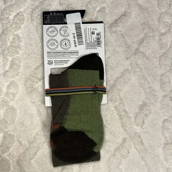 SmartWool S Unisex Camo Army Winter Moss Green Everyday Ribbed Wool Crew Socks - Picture 3 of 9